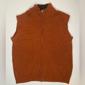 Toscano Blue Lambswool Men's Zip-Up Orange Sweater Vest Sz Med